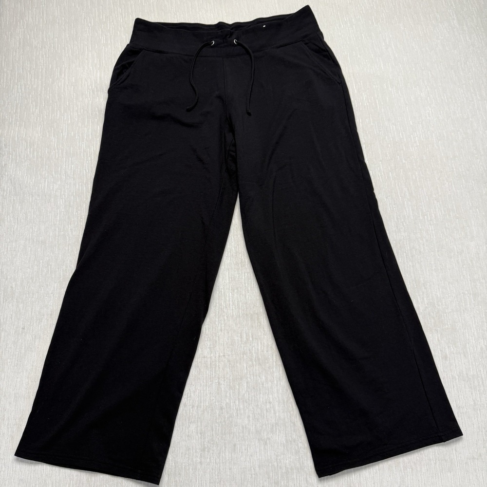 Earth Yoga Sweatpants Women Extra Large XL Black Cotton Casual Wide Leg Lounge